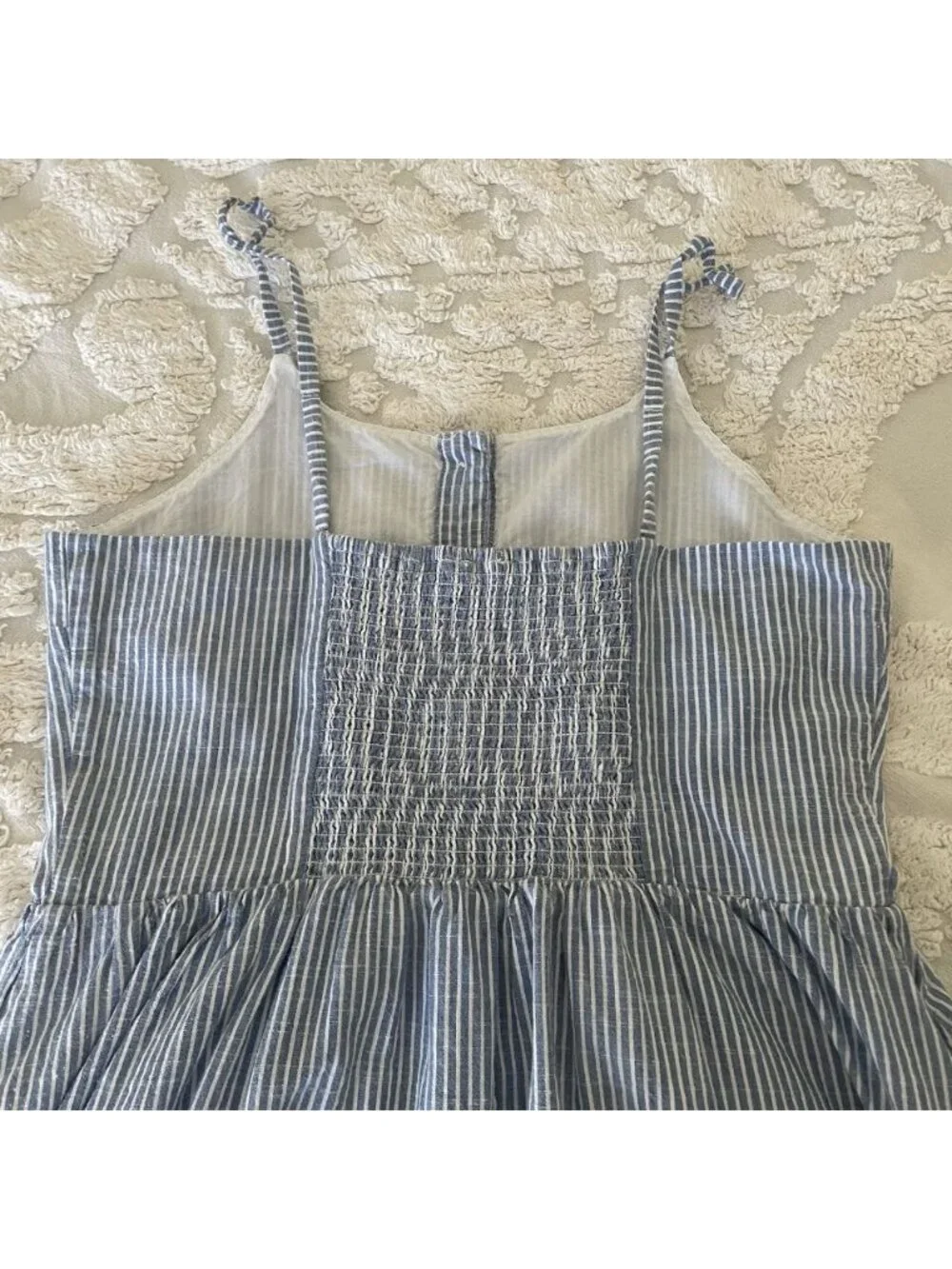 Crewcuts Blue & White Striped Dress Size 12 Girls Cotton Classic Preppy Summer